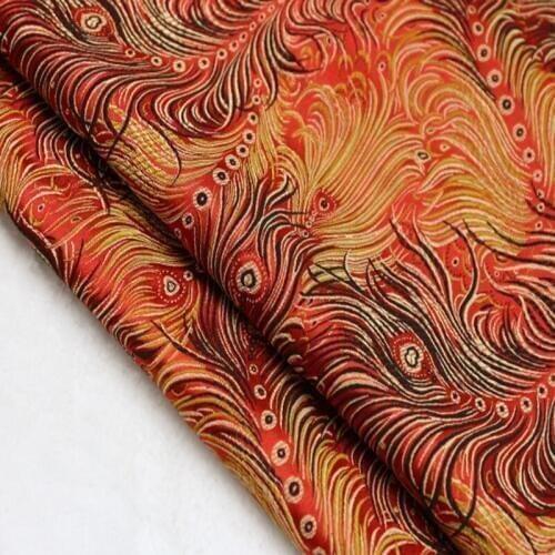 Quality Red Feather Brocade Fabric Jacquard Apparel Costume patchwork fabric Curtain Upholstery Furnishing Materil Home Decor 50