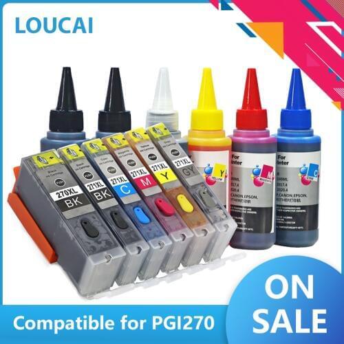 Ink cartridge PGI270 CLI271 refillable Compatible For Canon PGI-270 CLI-271for Canon PIXMA MG7720 TS9020 TS8020 printer
