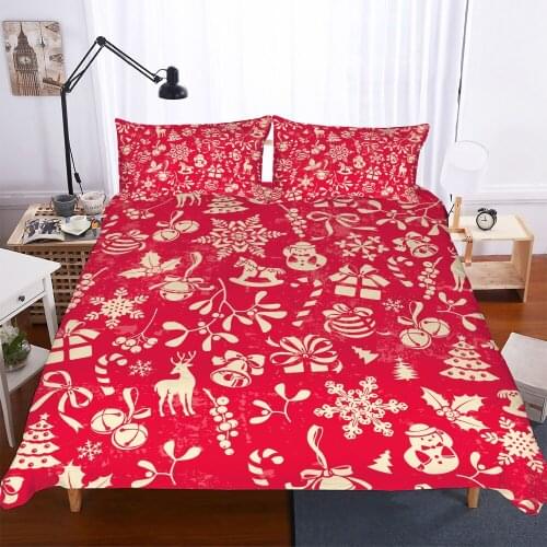 Bed Linens Merry Christmas Gifts Bedding American Style Bedroom Bedsets Red New Year Decoration Duver Cover Sets King Bedding