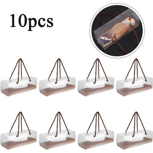10pcs Portable Cake Boxes And Packaging Box With Handle Rectangle Dessert Container Cake Box Baking Cake Storage Box Wedding