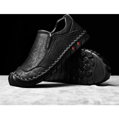 Autumn New Handmade Loafers Soft Breathable Driving Shoes Big Size Fashion Casual Shoes Safety Anti-collision Toe Outdoor Shoes