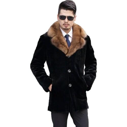 New Mens Faux Fur Coat Mink Fur Coat Mens Long Style Mens Tunic Mens Single Breasted Black Top Faux Fur Size S-XXXL 4XL 5XL