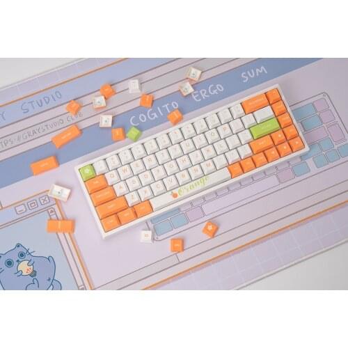 Sweet Orange Keycaps Pbt Sublimation Pbt Keycaps High-quality Full Set of 134 Keys for 61 64 68 84 87 96 980 104 with Keyboard