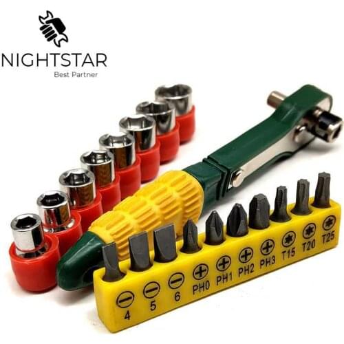 18Pcs Screwdriver Set Multifunctional Opening Repair Tool Set Precision Screwdriver Socket Wrench Set 5mm-12mm