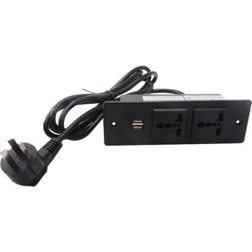 Wall Mounted Embedded Extension Socket 2USB EU UK US AU Israel Universal Socket Desktop Wall Outlets Power Distributor Socket