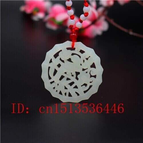 Natural Chinese White Jade Carving Double Sided Hollowing Magpie Pendant Necklace Fashion Lucky Amulet Gifts Women Sweater Chain