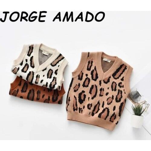 2020 Autumn Winter Baby Warmth Sweater Vest Girls Boys Leopard Vest Baby Girl Winter Clothes WL012