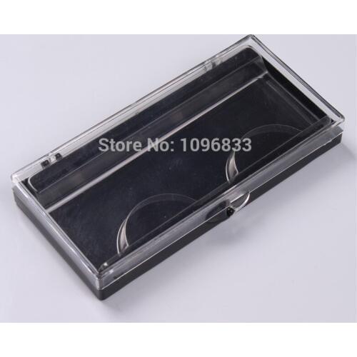 50pcs/lot Plastic Square Eyelashes Storage Box Black Clear Empty False Eyelash Packing Case High Class Eye Beauty Packing Tool