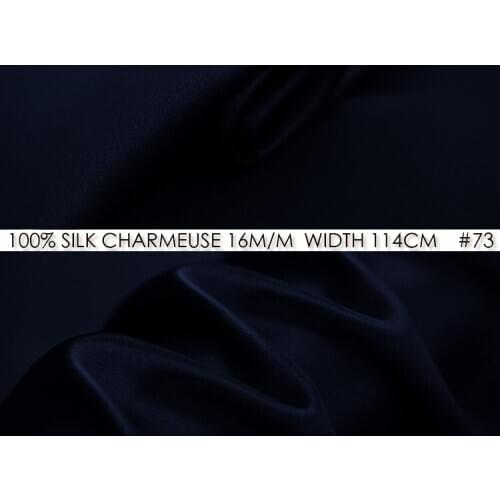 CISULI 100% SILK CHARMEUSE SATIN16mmWidth 45"-114cm Pure Satin Fabric Manufacturer Fashion Fabric Sewing Midnight Blue NO 73
