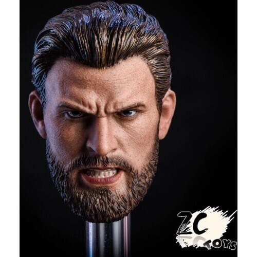 1/6 Scale Angry Big Beard Steven Rogers Head Sculpt Model Toy for 12in Action Figure Collection