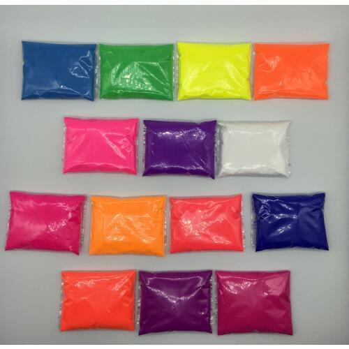 Mixed 14 Neon colors, 10g per color Fluorescent Powder Pigment for Paint Cosmetic Soap Neon powder Nail Glitter 140g