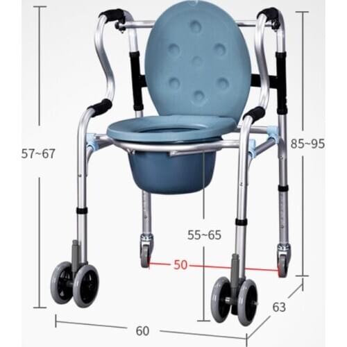 Dual purpose Portable Potty chair Commode chair pedestal pan Mobile toilet closestool with wheels
