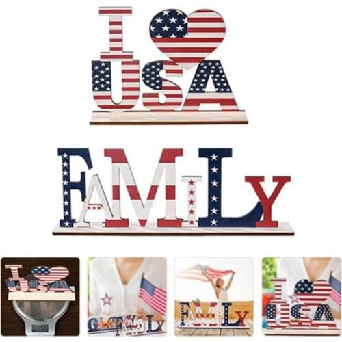 Wooden Independence Day Home Table Decoration 4th of July Election Decorations-American Flag Letter Sign Blessed Table