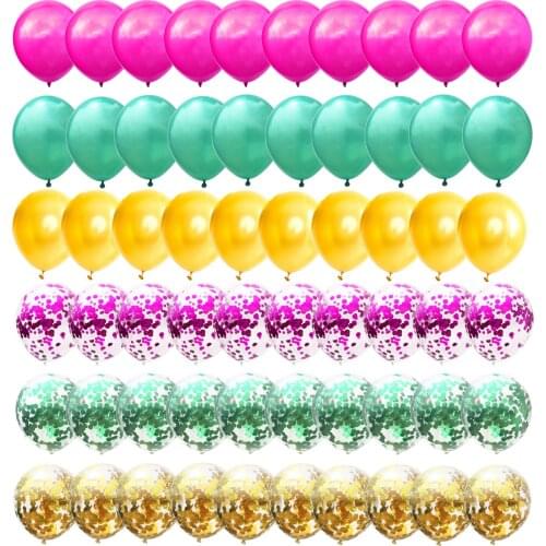 60pcs 12 Inch Hawaiian Solid Color Latex Confetti Sequin Balloon Suit Birthday Party Wedding Decoration Adult Balloons
