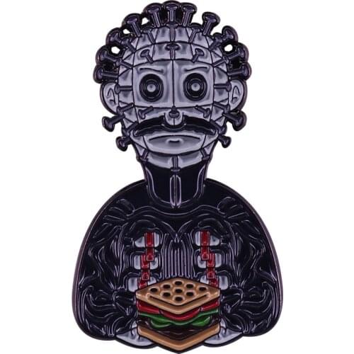 Bob Belcher & Pinhead Funny Mashup Pin Brooch Hello, Welcome to taste our Hell burger