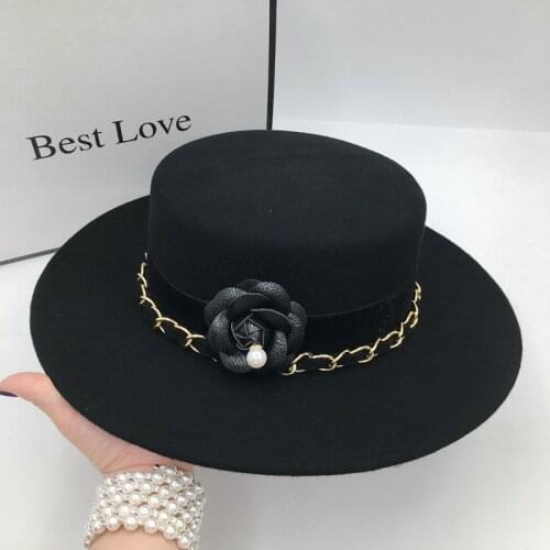 French about the spring and autumn period and the wool hat for women flower chain the ritual hat wide-brim