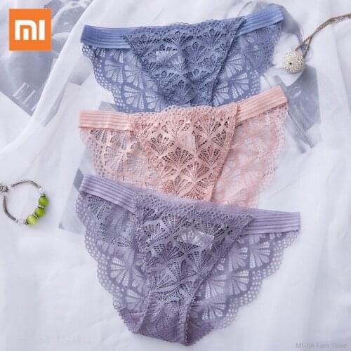 Xiaomi Women Sexy Lace Lingerie Temptation Low-waist Panties Female Transparent Hollow Out Briefs Underwear Ladies Floral Pantys