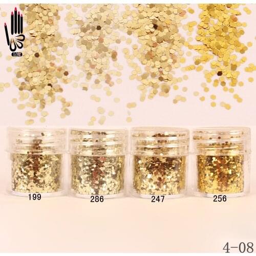 1 Jar/Box 10ml Nail 4Champaign Gold Color Nail Glitter Hex Sequins Powder Paper For Nail Art Decoration Optional 300 Colors 4-08