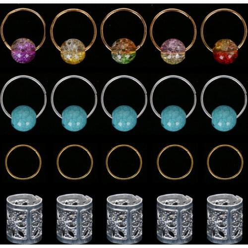 100Pcs/Lot Wholesale Hair Rings For Braids Silver Golden Braid Hair Jewelry Accessories Adjustable Metal African Hair Bead