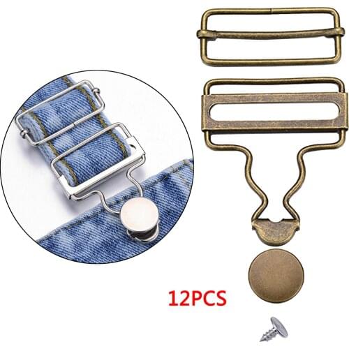 12 Sets Suspenders Buckle Fastener Brace Clips Metal Button Overalls Jeans Pants Denim Strap for DIY Sewing Accessories