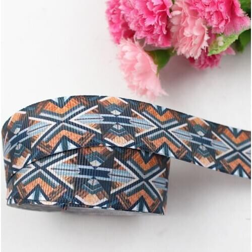 16mm/22mm/25mm/38mm/75mm Creative geometry print grosgrain ribbon 10/25/50yards DIY gift wrap sewing wedding decor ribbon