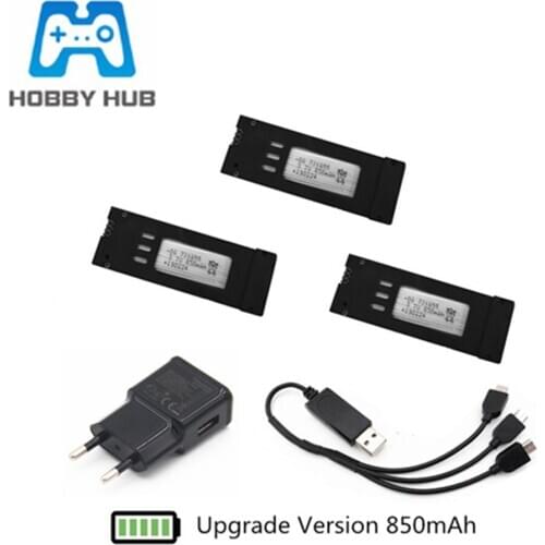 3.7v 850mAh Lipo Battery + 3 in 1 Usb Charger Set for E58 S168 JY019 RC Drone Quadcopter Spare Parts 3.7v 721855 Battery 1-3pcs