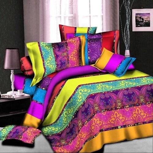 3pcs Colorful Bedding Set Duvet Cover Set 3d Bedding Digital Printing Queen Size Bed Linen Bedclothes Home Textile