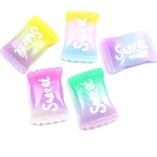 30pcs Mixed Square Candy Resin Decoration Crafts Flatback Cabochon Embellishments For Scrapbooking Beads Diy Accessories