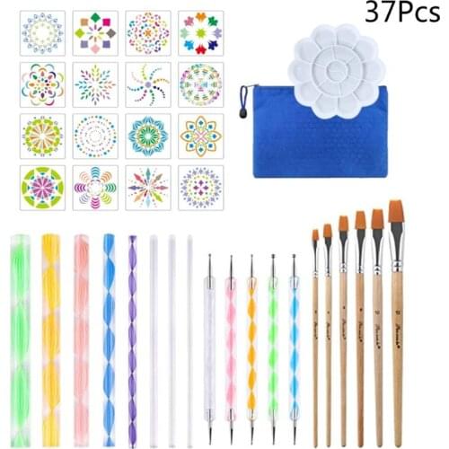 37/40pcs Mandala Dotting Pen Handwork Tools Set for Rock Painting Stencils Brush