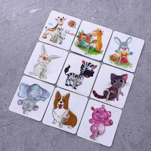 5 Pcs Cartoon Hook Adhesive Wall Hooks Transparent Anti-skid Traceless Heavy Duty Stick on Hook Bathroom Kitchen Wall Stickers