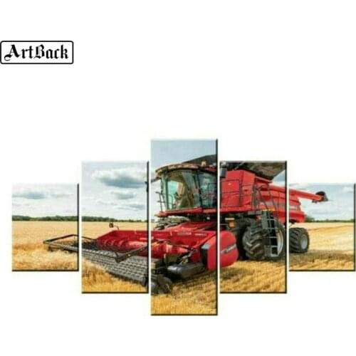 5 spell diamond painting farm harvester 3d round diamond mosaic diamond embroidery kit diy 5d full square car sticker