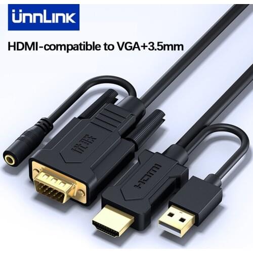 Unnlink 1080P HDMI-compatible to VGA Converter Adapter with Audio Cable for Xbox PS4 PC Laptop TV Box to Projector Displayer TV