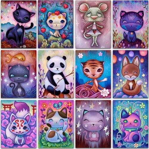 NEW 5D DIY Diamond Painting Cartoon animals fox cat tiger panda Full Square&Round mosaic embroidery Cross stitch home decor