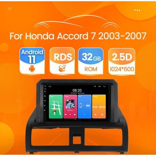 Android 11 Car Radio Multimedia Video PlayerFor Honda Accord 7 2003 2004 2005 2006 2007 2008 GPS Navigation 2 DIN Stereo Unit