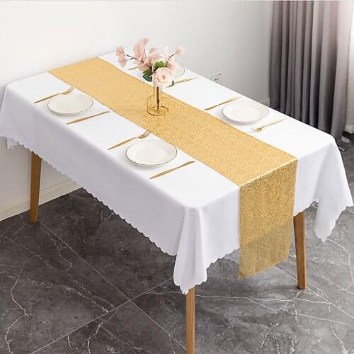Sequined Table Runners Embroidered Pattern Sequins Table Flag Tablecloth Home Decor Golden Wedding Glitter Event Party Supplies