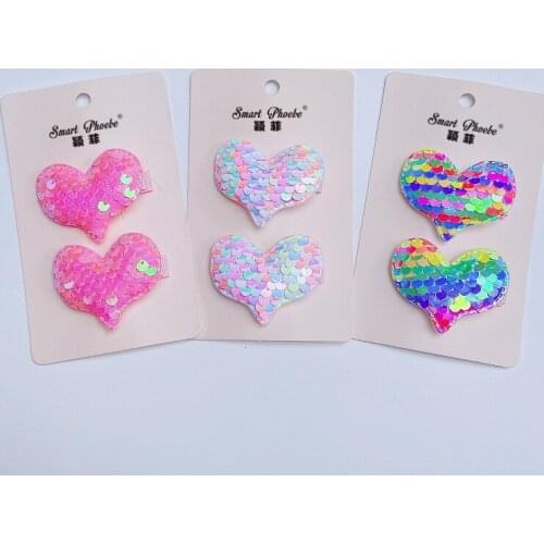 Boutique 15Sets Fashion Sequin Heart Haripins Glitter Cartoon Gradient Rainbow Color Barrettes Princess Headwear HairAccessories
