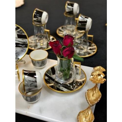Drop Tea Set 12 pieces Black Marble