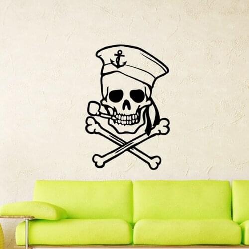Skull Halloween Sailor Sticker Punk Death Decal Devil Poster Name Car Window Art Wall Decals Parede Decor Mural