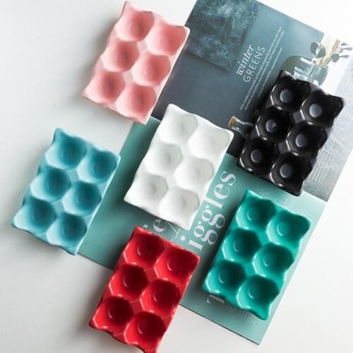 Egg Holder Anti-Slip 6 Grids Ceramic Eco-Friendly Egg Container for Kitchen