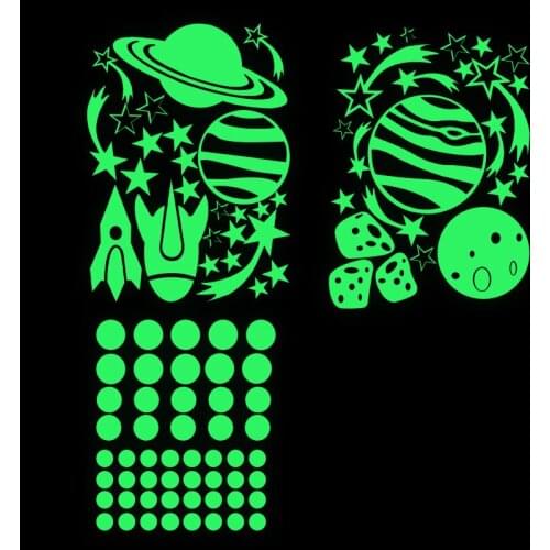 6 Pcs Glow In the Dark Kids Room Shooting Stars Sticker Ceiling Fluorescent Moon PVC Luminous Diy Create Bedroom Decoration