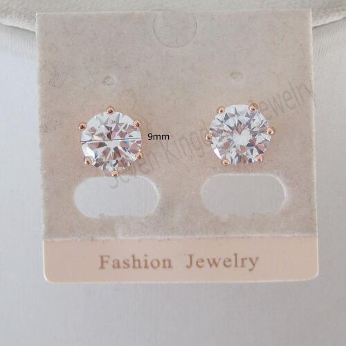 Foromance/- YELLOW GOLD GP OVERLAY FILL BRASS STUD HIGH SHINNING CLEAR ZIRCON STONE 0.35" EARRING/COLOR IS A LITTLE RED