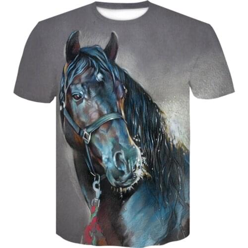 High quality short sleeve summer O-neck t shirt personality T-shirt Fashion Casual tshirt harajuku T shirt horse 3d Print shirt