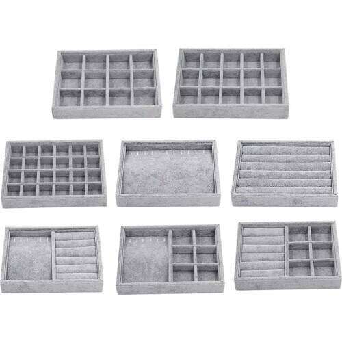 Ring Earrings Bracelet Cufflinks Jewelry Organizer Tray Drawer Insert Display Stand Holder Rack Storage Showcase