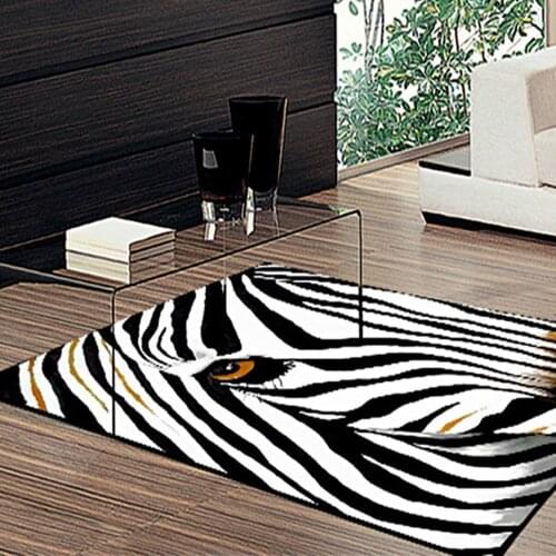 European Style Carpet Modern Living Room Washable Anti-Slip Rug Bedroom Study Digital Printed Carpet With Zebra And Face Line