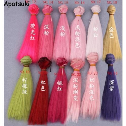 15*100cm Doll Accessories Multi-color 1/3 1/4 1/6 1/8 DIY Straight Doll Hair Wigs For Barbie Doll For Monster High Doll