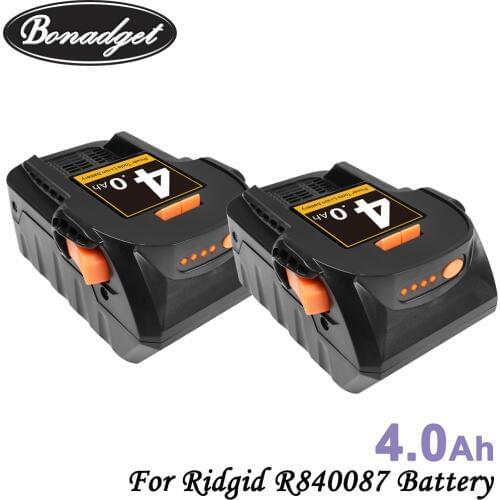 Bonadget 2Pack 4000mAh 18V Li-ion For RIDGID R840083 R840085 R840086 R840087 Series AEG Series Rechargeable Power Tool Battery