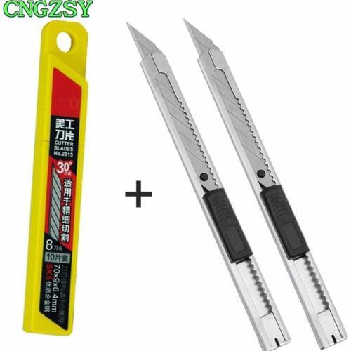 Stainless Steel Utility Knife Paper Office Diy Auto-lock Art Cutter Stationery School Car Wrapping Sticker Film Cutter 2E02+E03