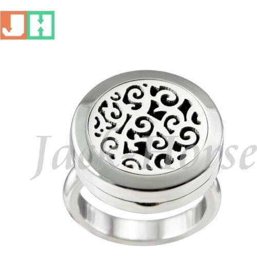 Stainless Steel Essential Oil Diffuser Ring Perfume Aromatherapy Ring magnet locket Ring With Pad