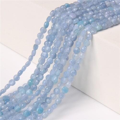 Wholesale Tiny Natural Stone Blue Aquamarines Beads 4mm 6mm Loose Spacer Stone Beads For Diy Jewelry Making Bracelet Accessories