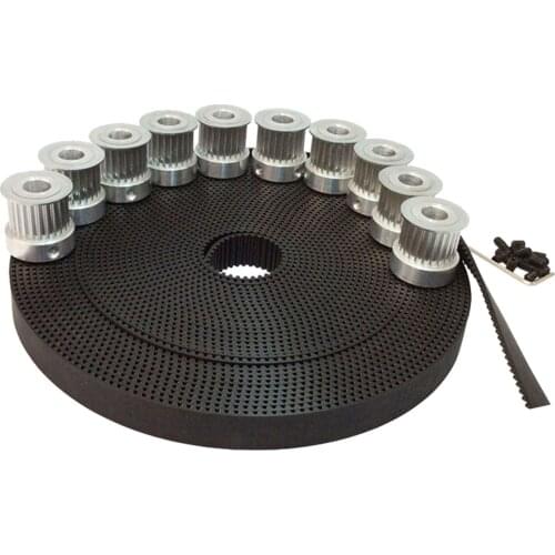 10 Meters Polyurethane Timing Belt Width 15mm + 10PCS 15 Teeth Pulley Bore 5/6/6.35/8mm For HTD3M CNC Engraving Machine